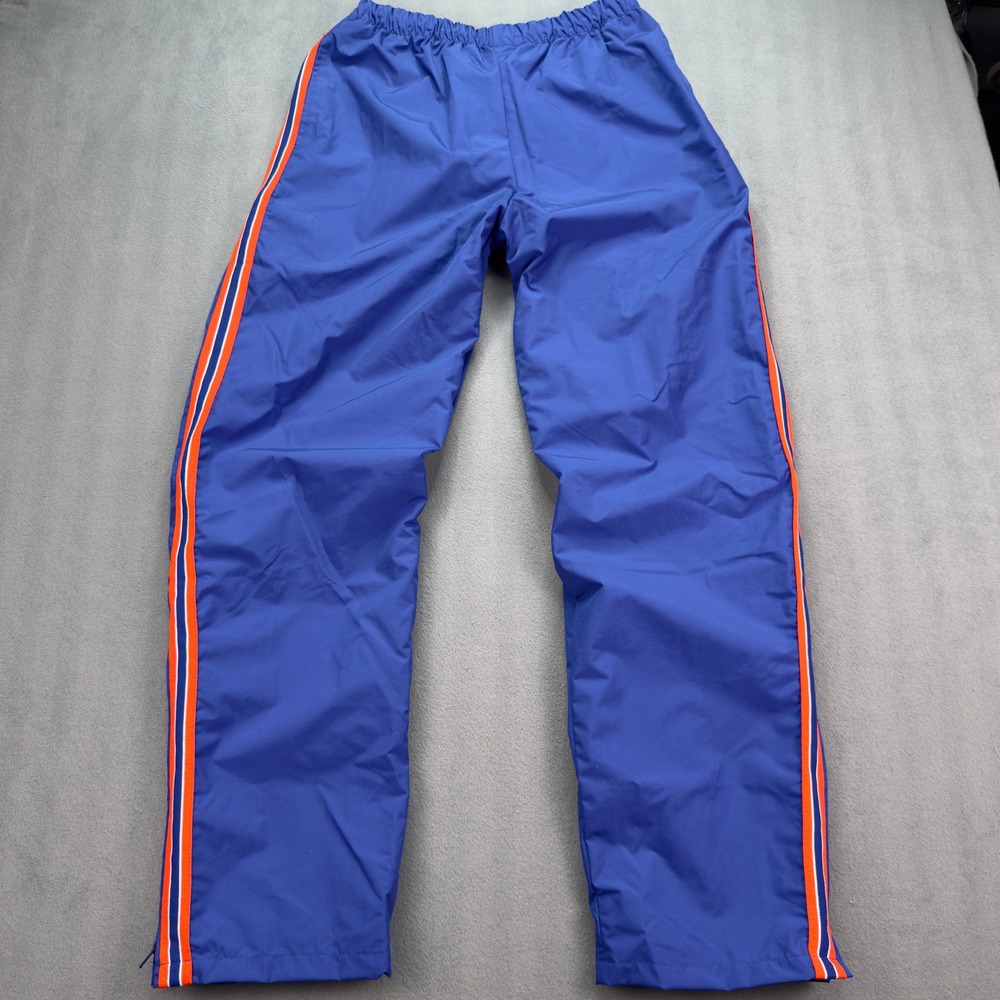 Rennoc Vintage Track Pants Medium Blue Nylon Side Stripe Warm Up Pants USA Made